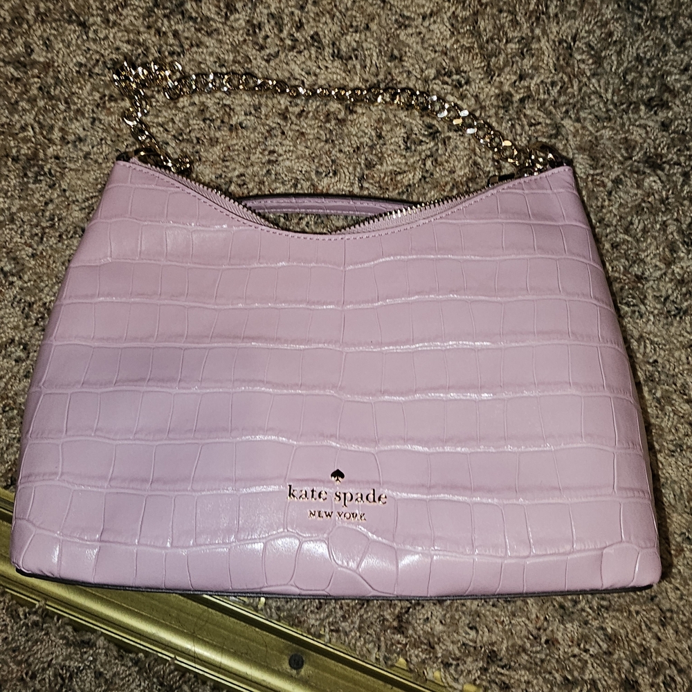 Kate Spade Pink Croc-Embossed Margot Shoulder Bag